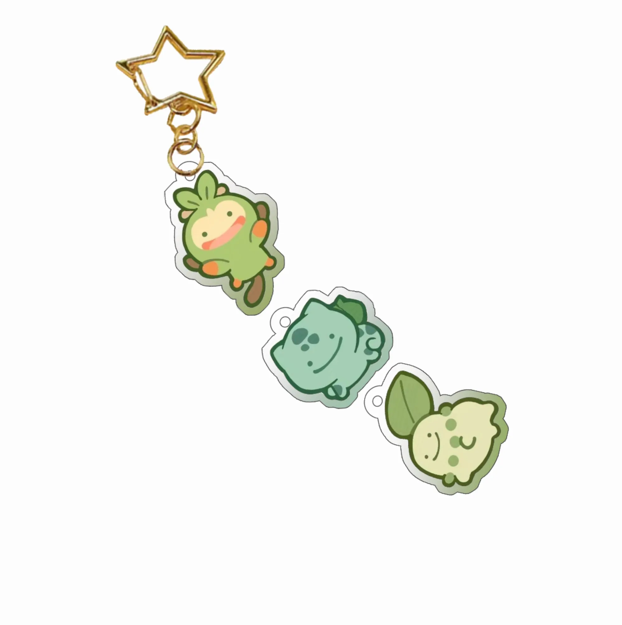 Anime Grookey Minun Plusle Litten Popplio Charmander Bulbasaur Fennekin Scorbunny Tepig Gradiëntkleur Venster Acryl Sleutelhanger