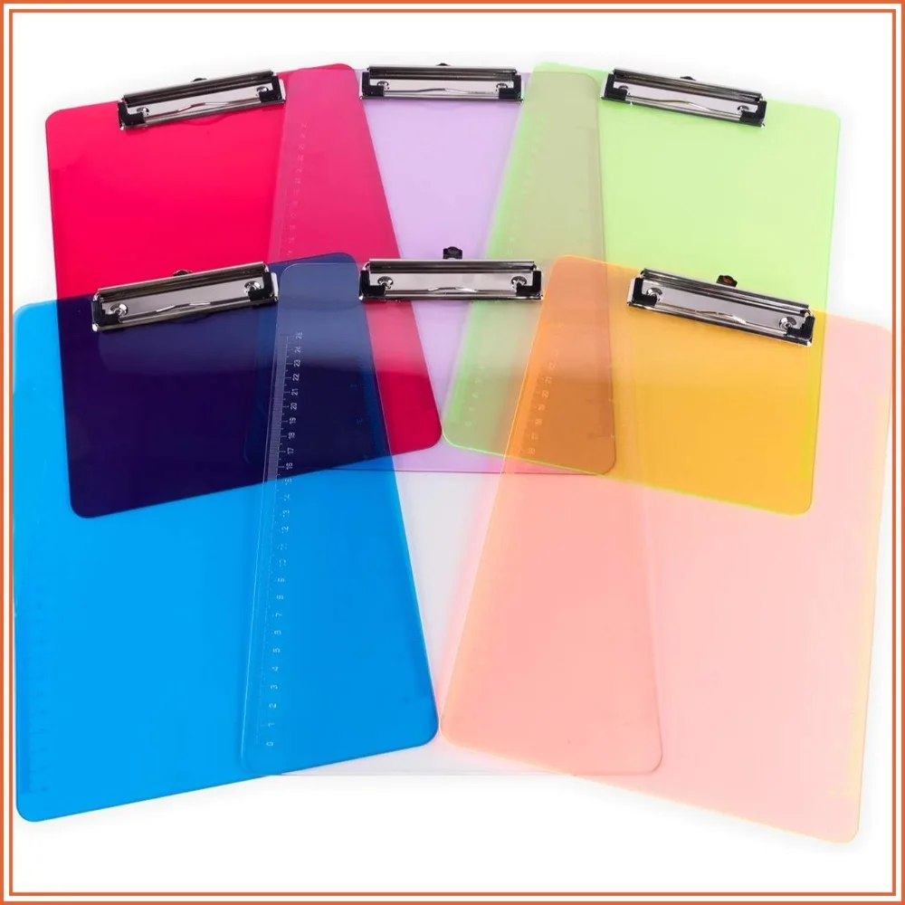 

Slim Plastic Clipboard with Ruler, Hanging Hook, 9"x12.5", 6 Pack