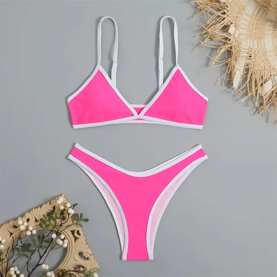 

Y2K Bordered Bikini Thong Swimsuit Sexy Triangle Swimwear Two Piece Women Bikinis Sets Beach Bathing Suit Traje Bano Mujer