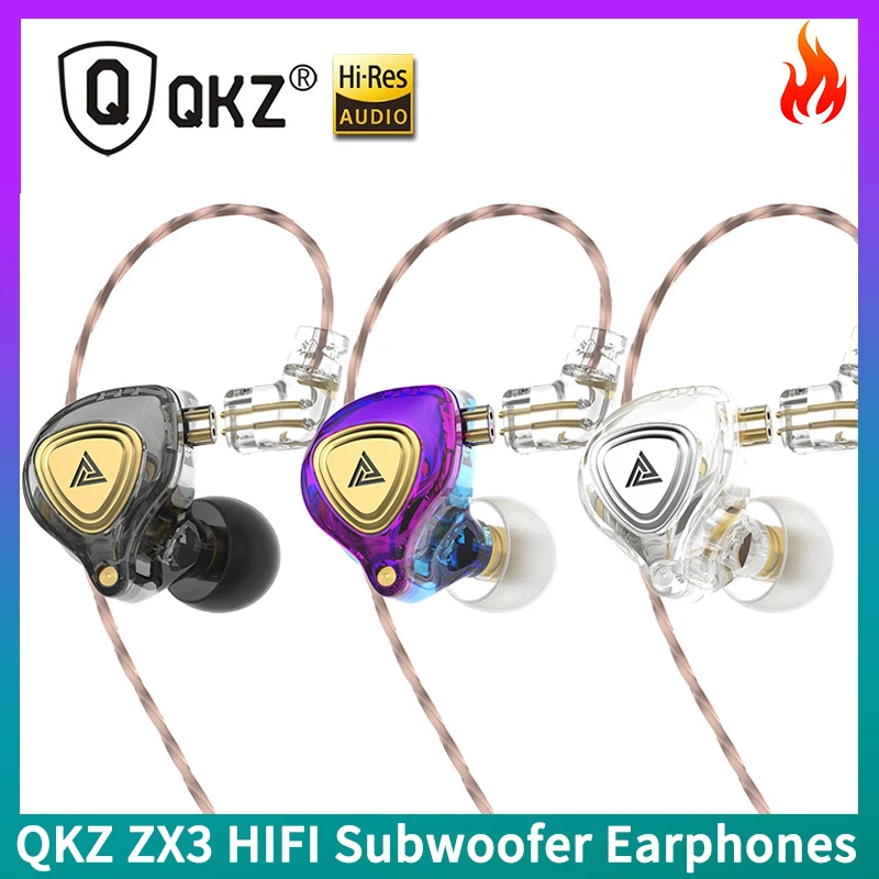 Original QKZ-AK6 TITAN ZX3 Wired Headset Super HIFI Bass Dynamic Monitor Level Game Sport Earphone 3.5MM Detachable Audiio Cable