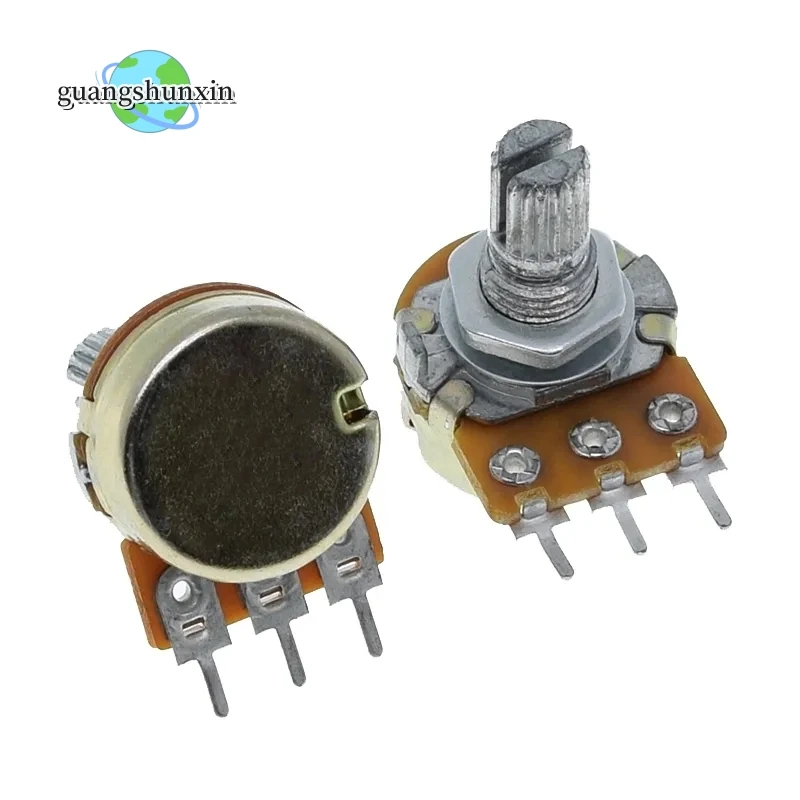 5PCS WH148 B1K B2K B5K B10K B20K B50K B100K B500K B250K B1M 3Pin Linear Potentiometer 15mm Shaft With Nuts And Washers