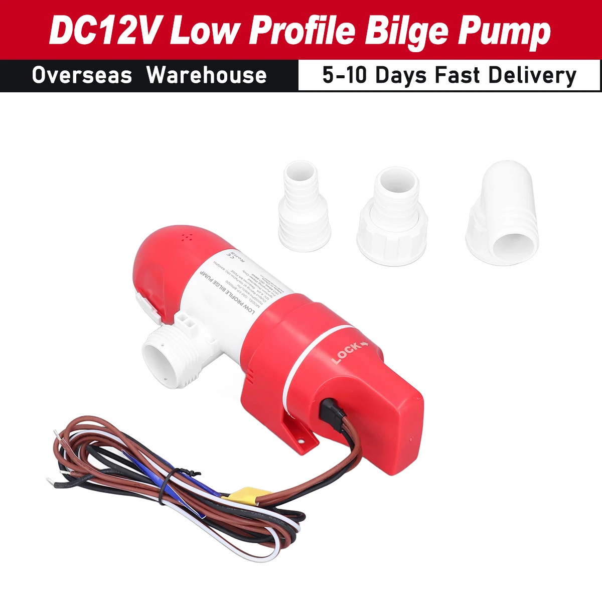 Low Profile Bilge Pump 1100GPH/4160LPH Electric Automatic Stainless Steel DC12V 360° Rotation for Boats Low Profile Bilge Pump