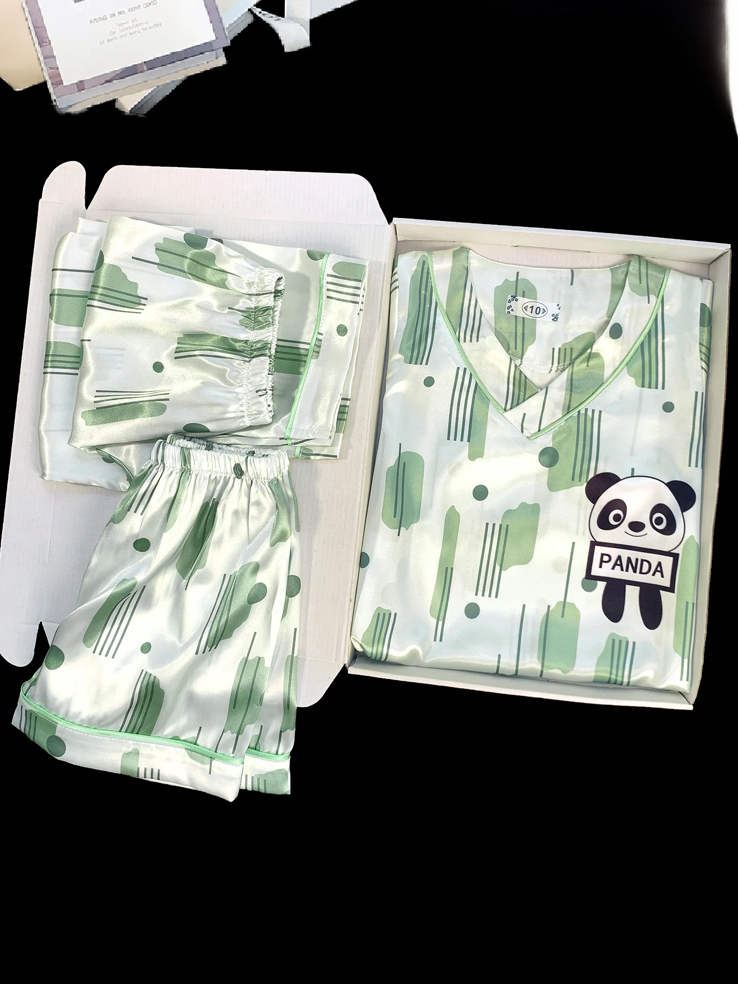 Silk Lightweight Short Sleeve Pajamas for Boys Summer Three-Piece Set Cool Sensation Home Clothes Suitable for Students