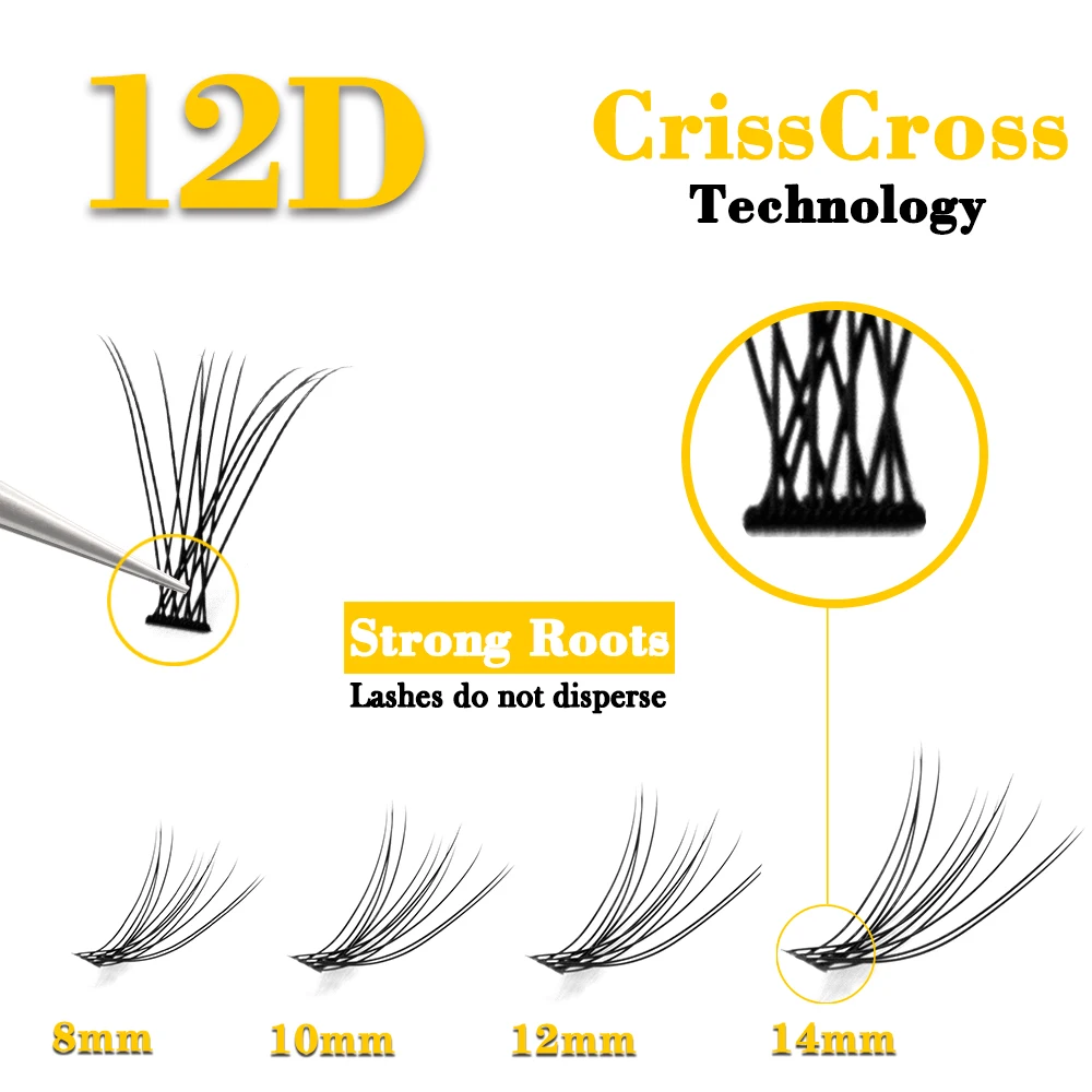 Natural long Individual Flare Lashes Cluster False Eyelashes 60 bundles/boxes Makeup 10D/12D  Mink Eyelash Extension Grafting