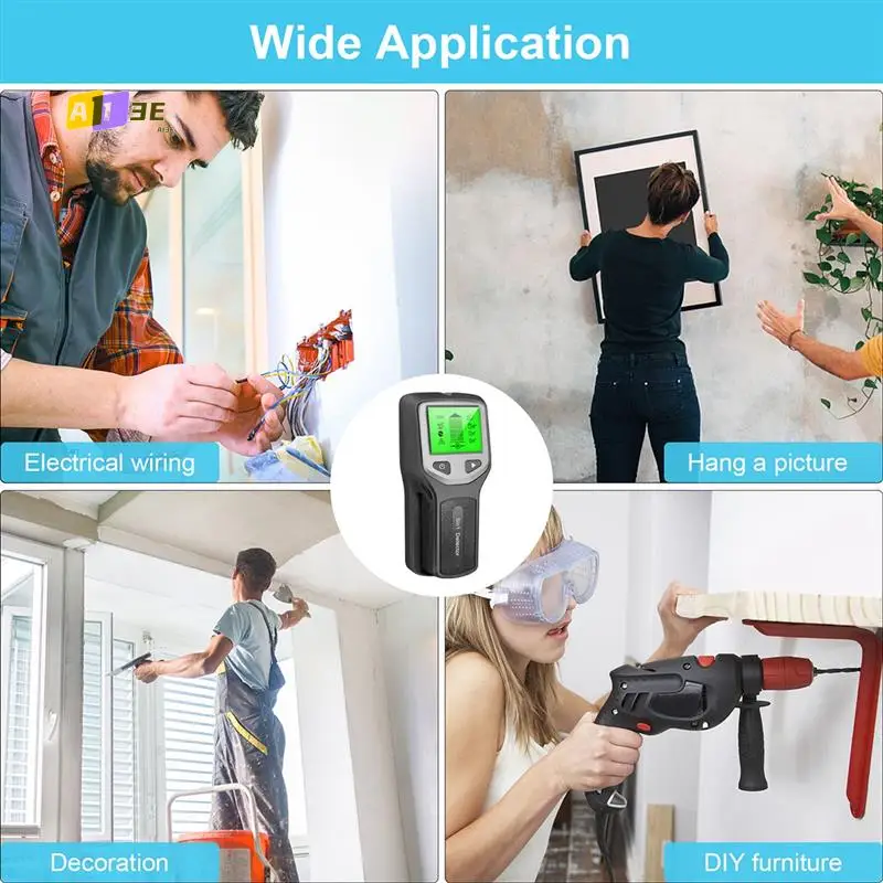 A13E-5-In-1 Studs Metal  Wall Scanner AC Wood Finder Cable Wires Depth Tracker Electric Box Finder Wall  Reusabl