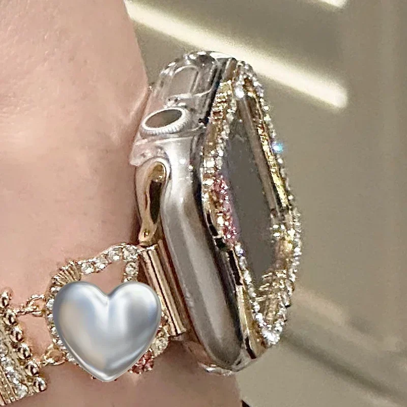 HOT Hollow Schutzhülle für Apple Watch Case 9/8/7 41mm 45mm Bling Women Bumper Frame Cover iWatch Series 40mm 44mm 6/5/4 SE – Detail 6