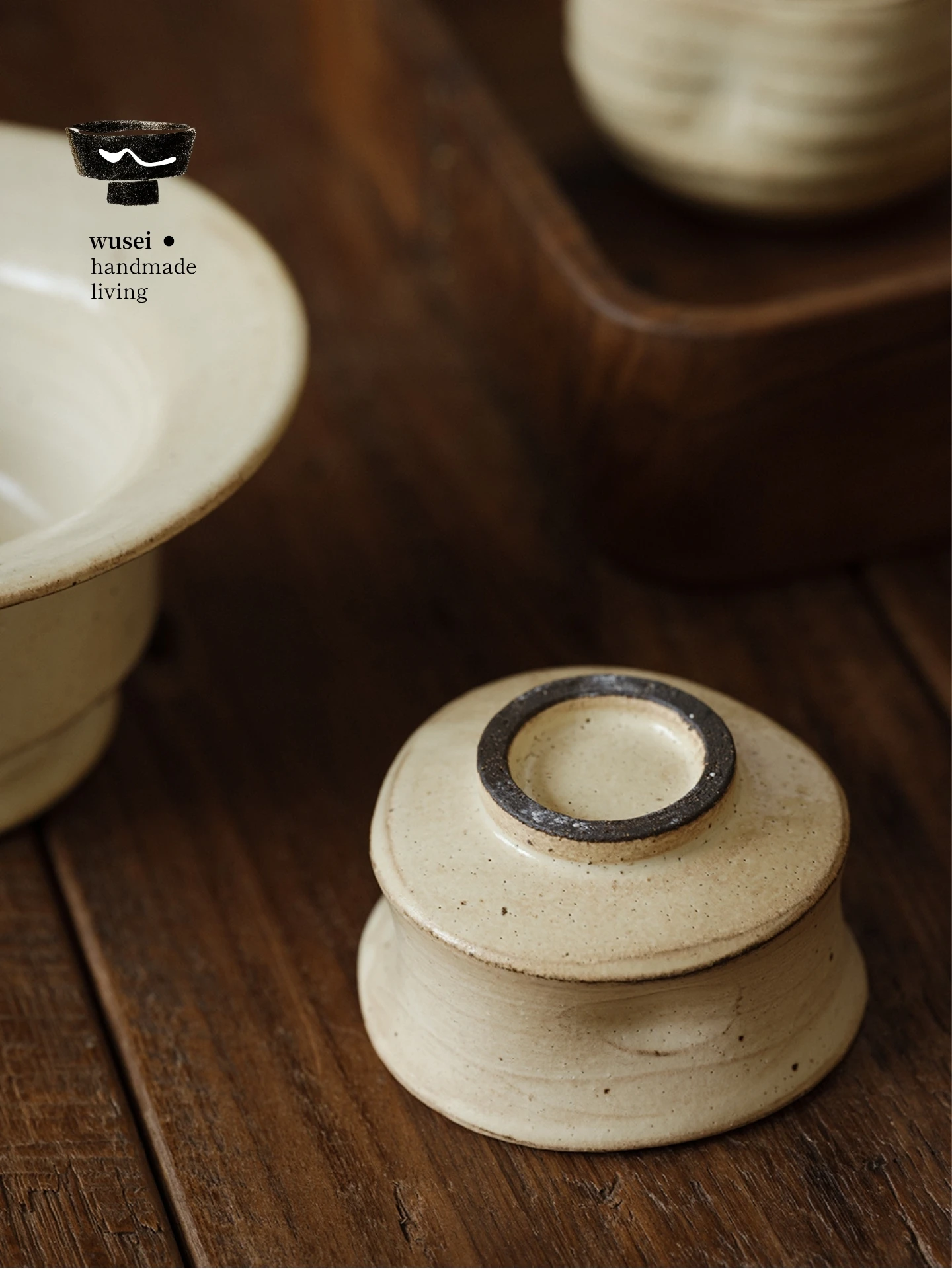 WUSEI Handmade Ceramic Tea Cup with Grooves Small Cup Vintage Rugged Glazed Tea Cup Minimalist Style Chinese Ceramics 3