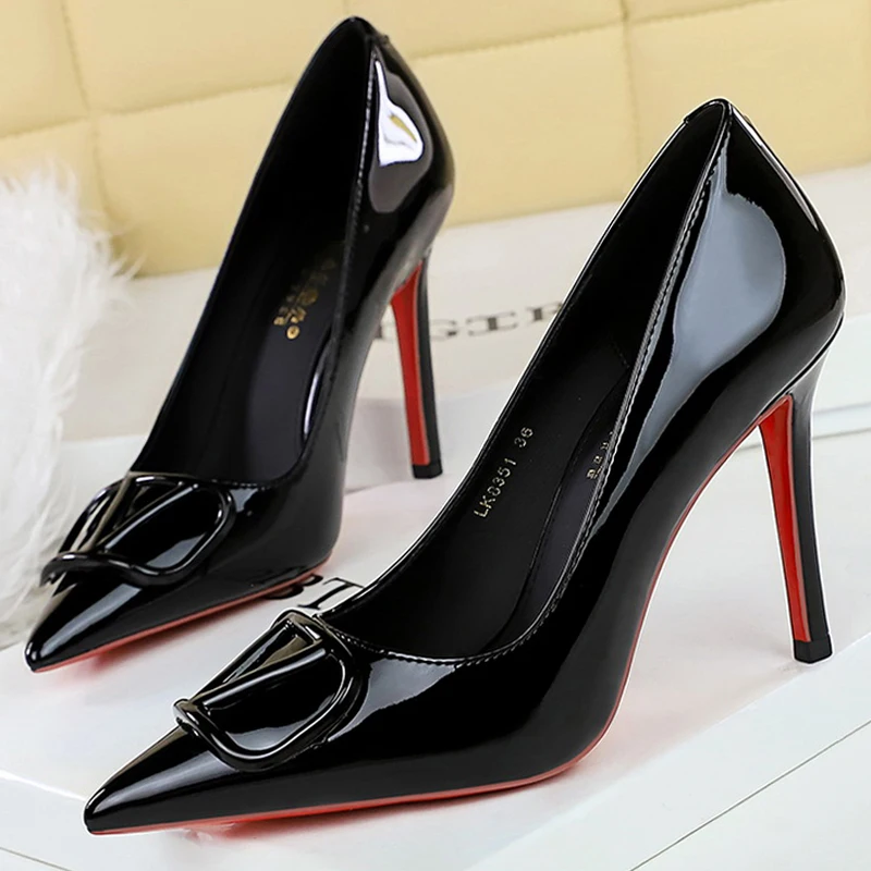 BIGTREE Scarpe da donna Décolleté Moda Nuovo stile Tacchi alti Scarpe da festa sexy in vernice Tacchi da donna 10 CM Tacchi sottili di lusso 2025