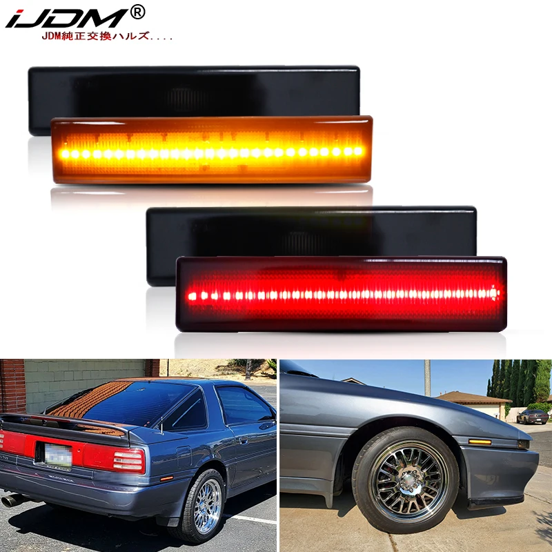 iJDM Amber/Red Full LED Side Marker Light For Toyota 1986-1992 A70 MK3 Supra Lights Lamps Turn Signal Light//Driving Lights T10