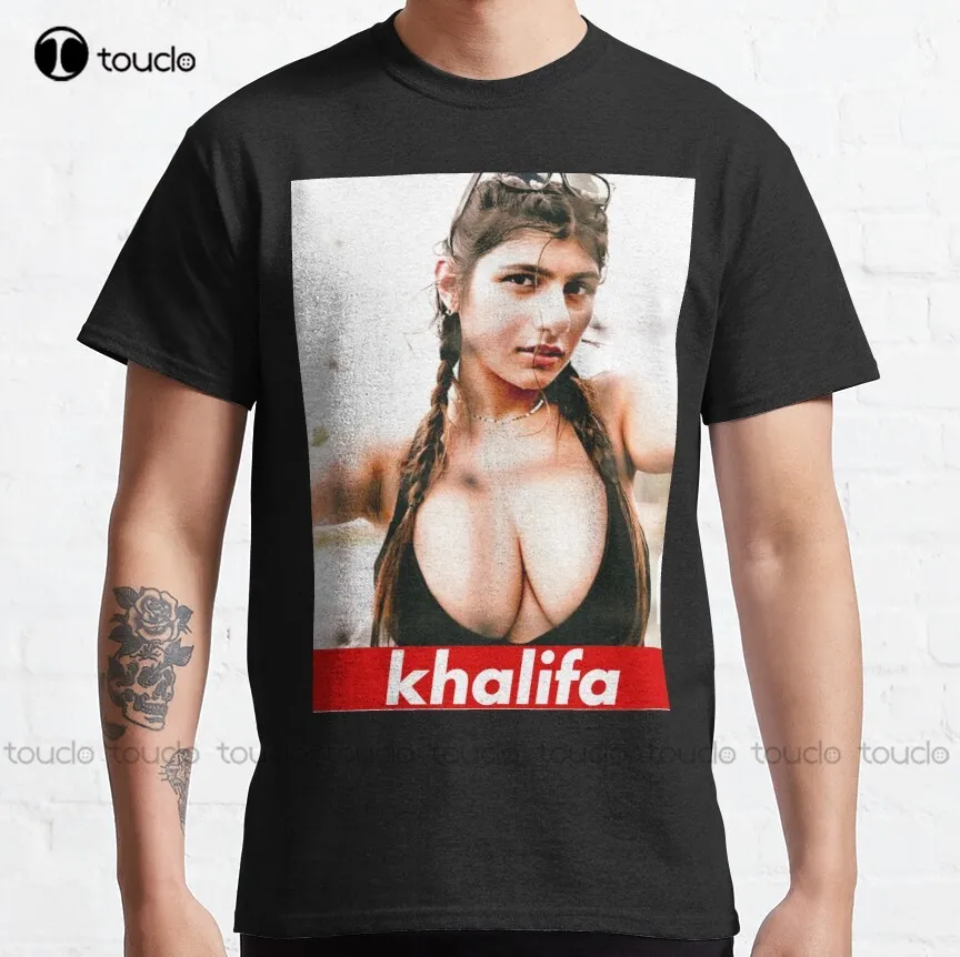 Mia Khalifa, Mia, Mi, Kalifa Khalifa Classic T-Shirt White Shirts For Girls Women Shirts Digital Printing Breathable Cotton Tee