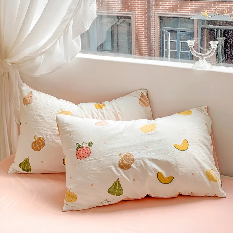 Kawaii الفاكهة اليقطين غطاء لحاف الملكة لعيد الشكر الكرتون طقم سرير-1 غطاء لحاف + 1 ورقة جاهزة + 2 كيس وسادة
