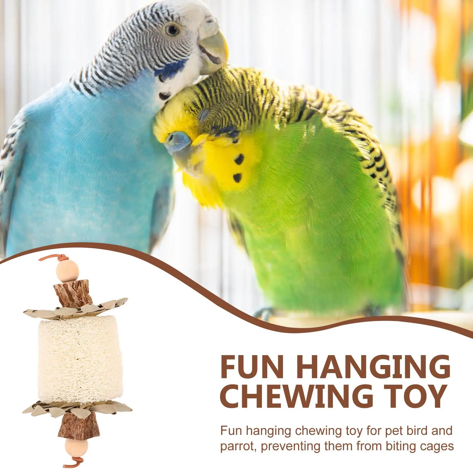 Parrot Chewing Toy Parakeet Biting Toys Grinder Birds Palm Leaf for Conures Parrots Budgie