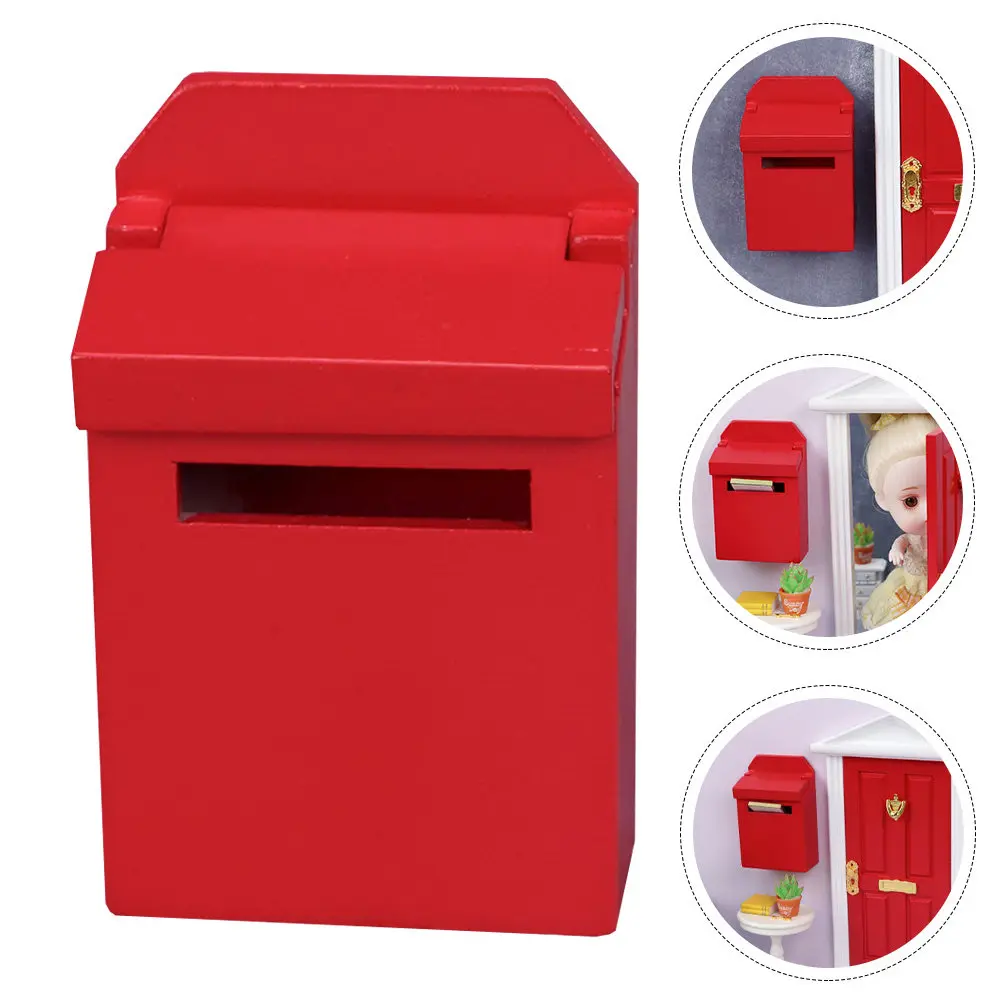 

1Pcs Red Miniature Mailbox Wooden Vintage Style Creative Mini Furniture Decorative Mini House Supplies Desktop Decor
