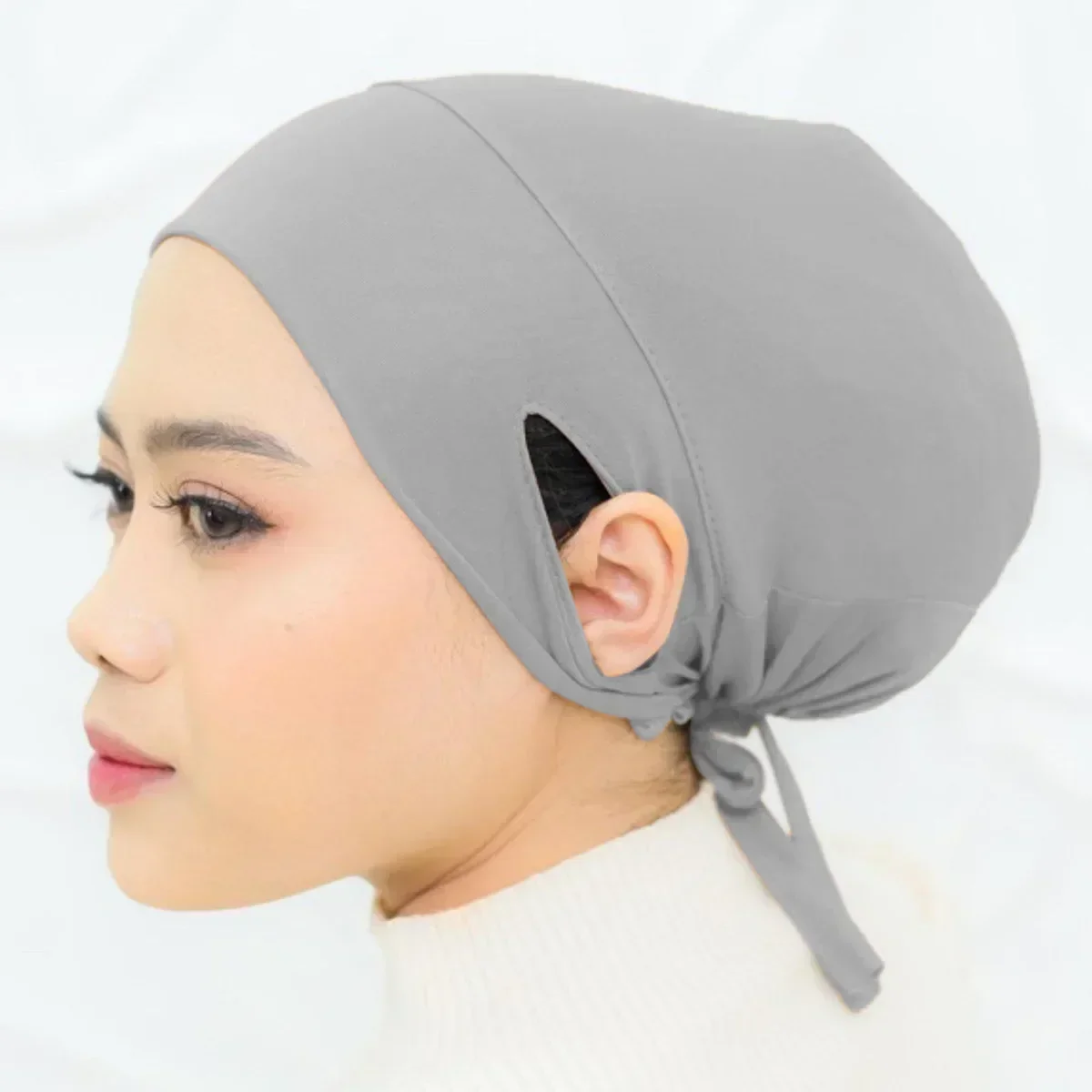 Women Hijab Islamic Under Scarf Ready Solid Color Undercap with Ear Hole Chemo Cap Bandanas Underscarf for Hijabs Beanies Bonnet