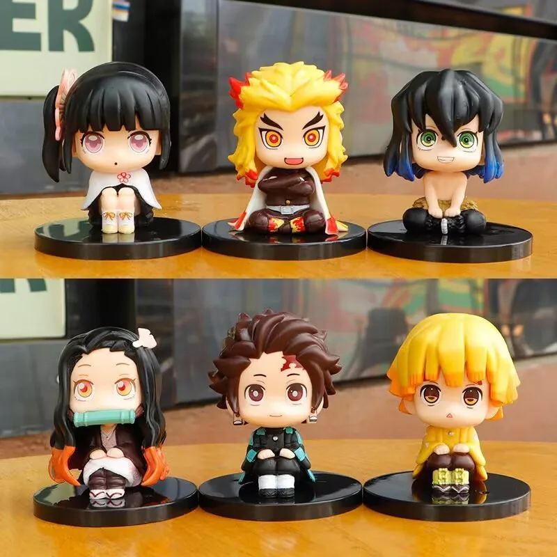 "Demon Slayer: Kimetsu no Yaiba" versión Q sentado lindo "Tanjiro Miyazuko" coche anime figura modelo regalo