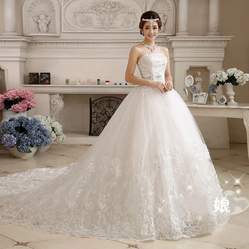 Bridal Wedding Dress 2026 New Style Tailed Skincare Embroidery Free Customization Large Size Cheap Wholesale and Retail