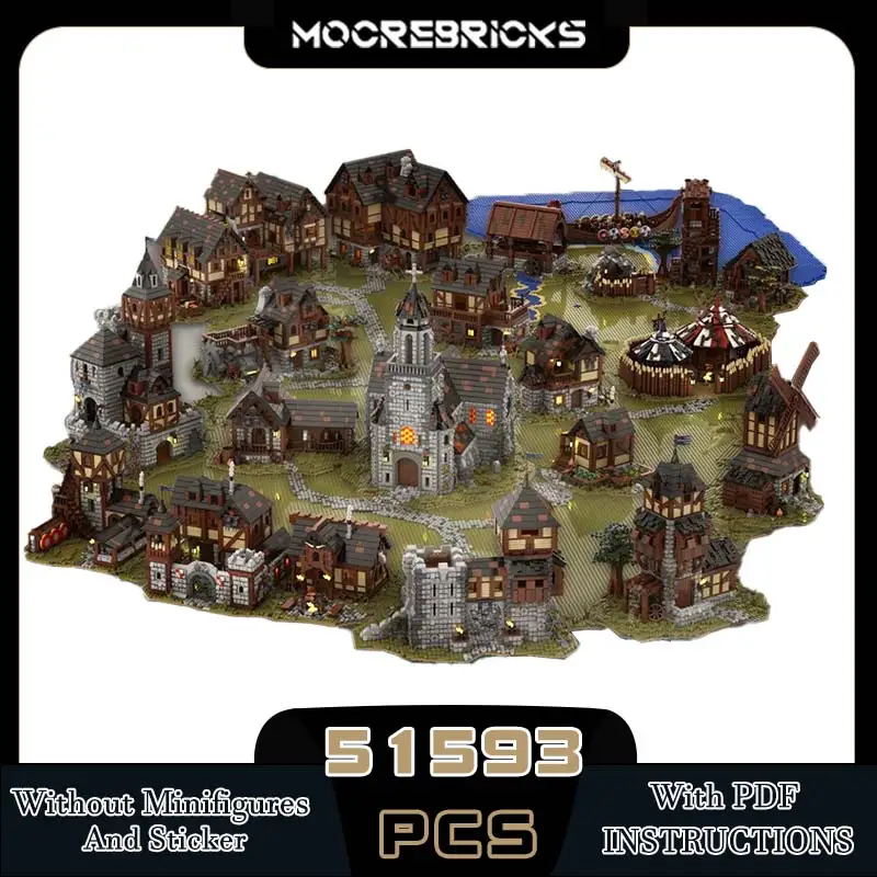 

UCS Famous Castle Building MOC Building Block Medieval Village Scene Architecture Ultimate Collection Street View Brick Toy Gift
