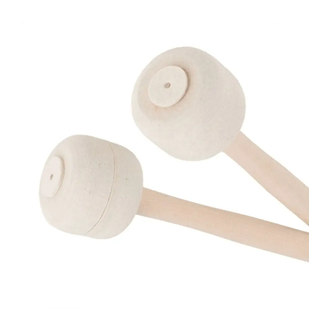 1pc Wool Felt Head Drum Sticks Band Performances Wood Handle Drum Wooden Mallet Non-Slip Marching Drum Wooden Drum Hammer