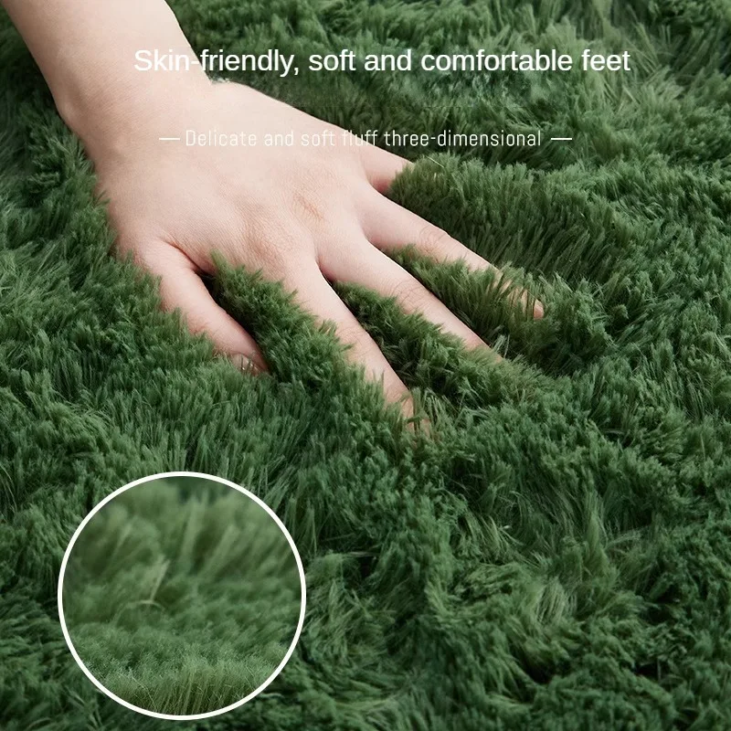 Luxurious green carpet bedroom full of Nordic ins living room coffee table bedside girl room plush floor mat