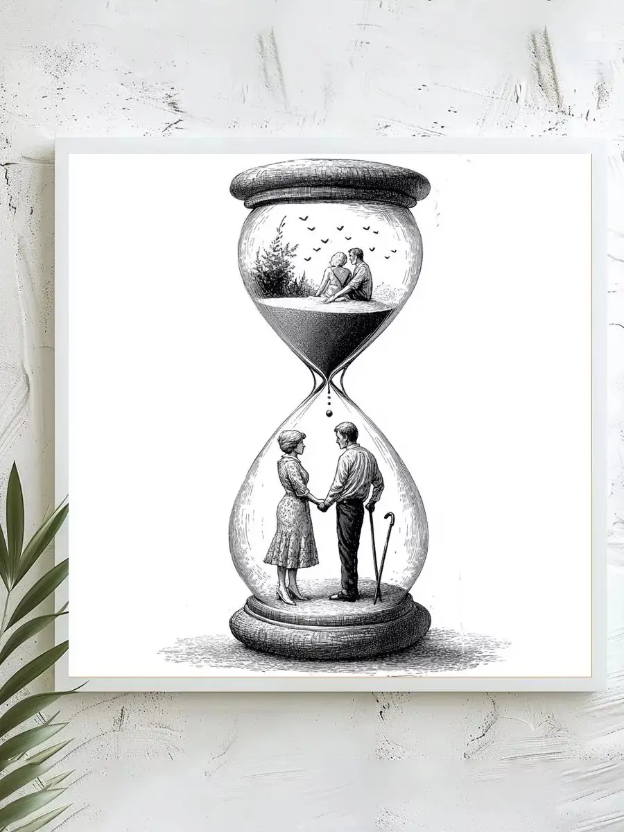 1 Stück 40x40 cm/15,74 Zoll, 11Ct/14Ct Kreuzstich-Set, DIY Valentinstagsgeschenk, Stickerei-Set für Festlichkeiten, Sanduhr-Paar – Detail 1