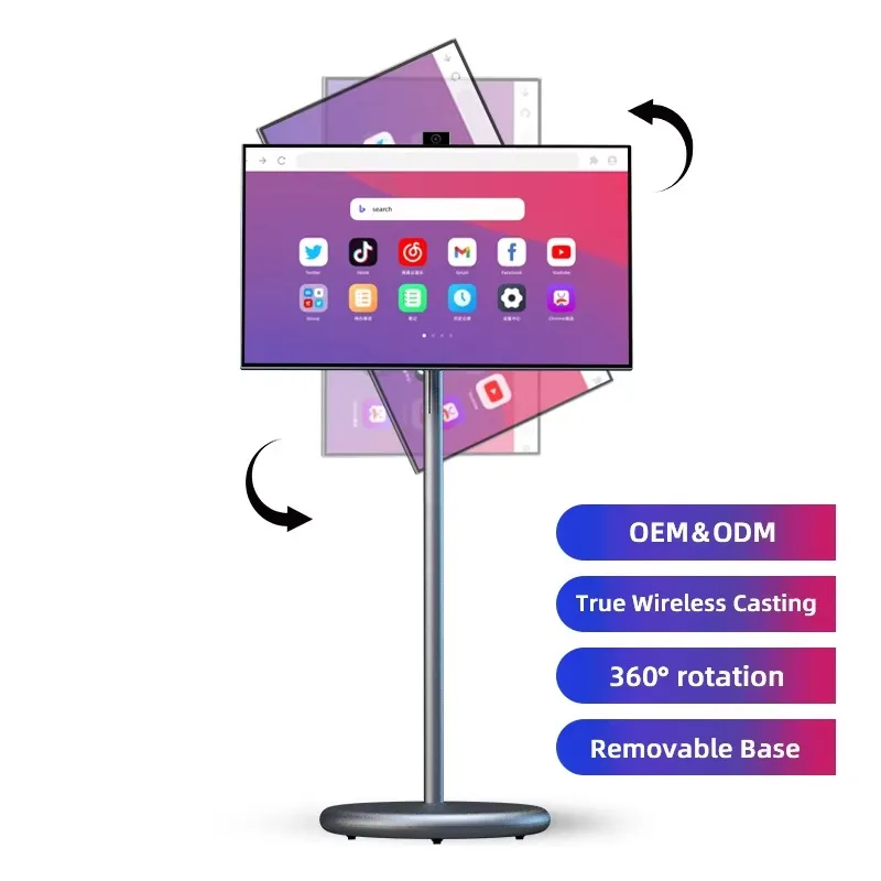 

27-Inch Ultra HD Indoor Digital Signage Movable Interactive Android TV IPS Touch Screen TV Smart Portable TV