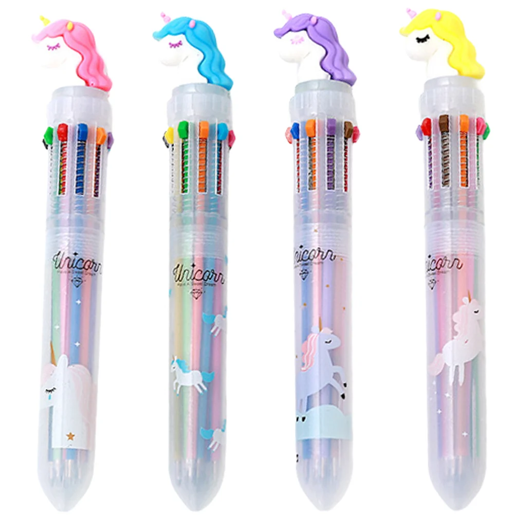 

4 Pcs Writing Multicolor Pens Multicolored Ten Ballpoint with Multiple Ink Colors Colorful