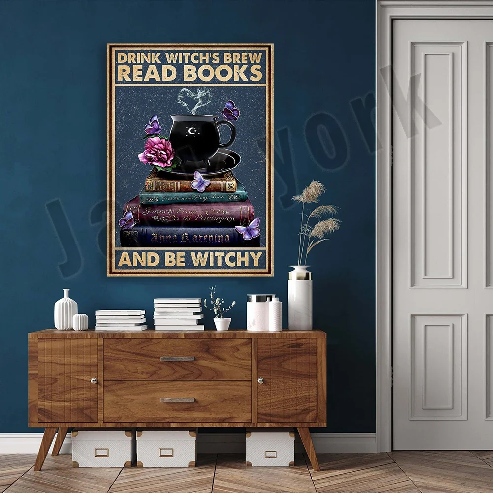 شرب مشروب الساحرة قراءة الكتب وكن ملصقات الساحرة، ديكور المنزل الساحرة، الهالوين، قراءة علامات الساحرة، ملصقات الهالوين، #3