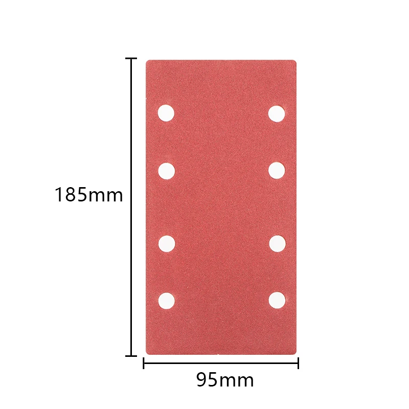 CMCP 10pcs 95x185mm Square Sandpaper 8 Hole Flocking Sand Paper Abrasive Tools For Wood Metal Polishing Tools Grit 40-800