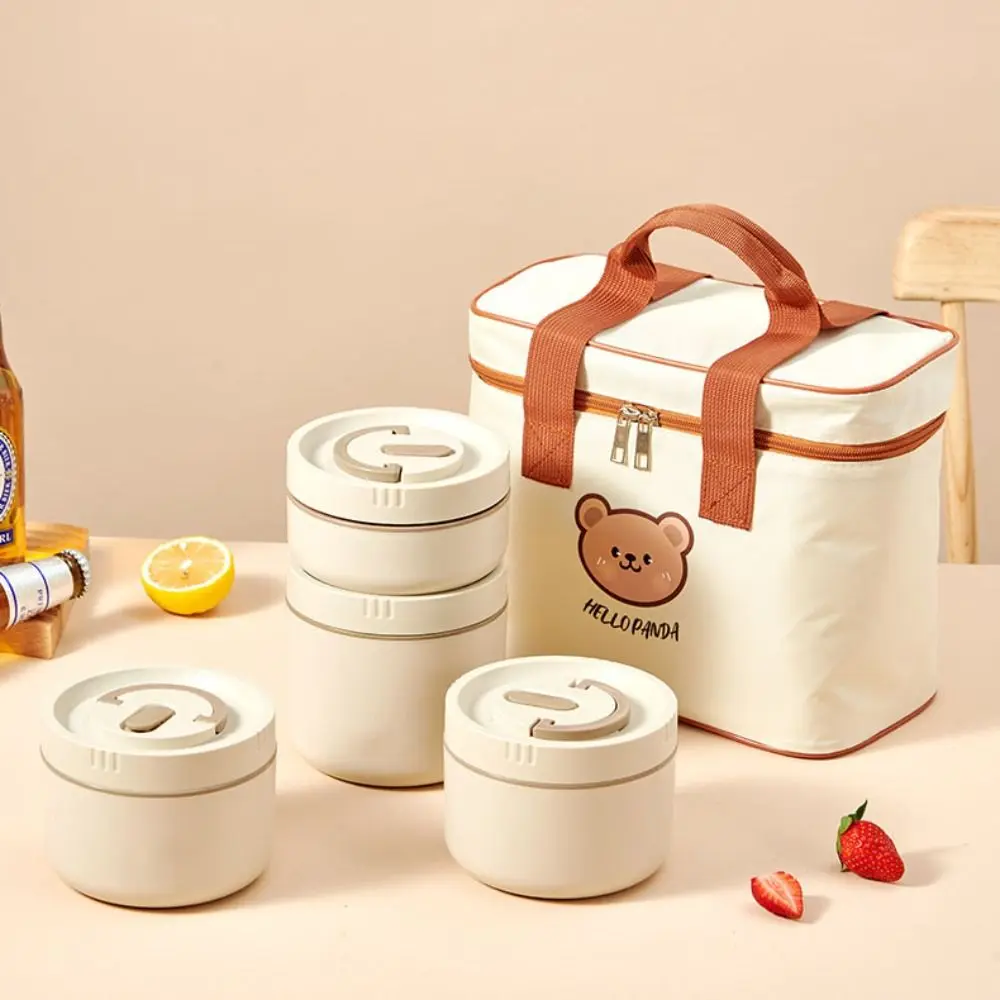 Cute Portable Insulated Lunch Bag Cute Bear Large Capacity Cooler Bag Waterproof Thermal Food Container Bag for Students Adult