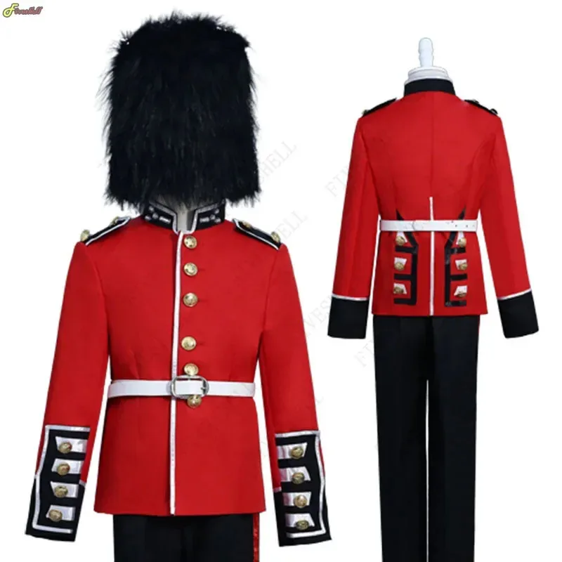 Costume cosplay della guardia reale britannica di Halloween per bambini adulti Costume della guardia della regina Dress Up William Soldiers Set uniforme cosplay con cappuccio A4