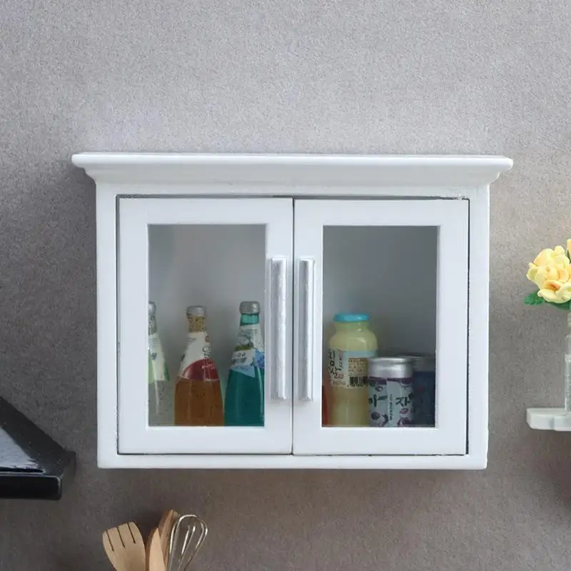 

{YY30} 1:12 Dollhouse Miniature Scene Wall Cabinet Shelf Model Dollhouse Furniture Ornament Micro Scene Construction Props