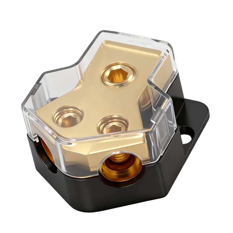 Stereo Refit Copper Car Audio Distribution Fuse Holder Gold Plated 2 Way Power Distribution Terminal Block  12V