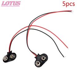 5 Pcs 9V battery clip 15cm black red cable connection connector buckle environmental protection soft shell battery buckle