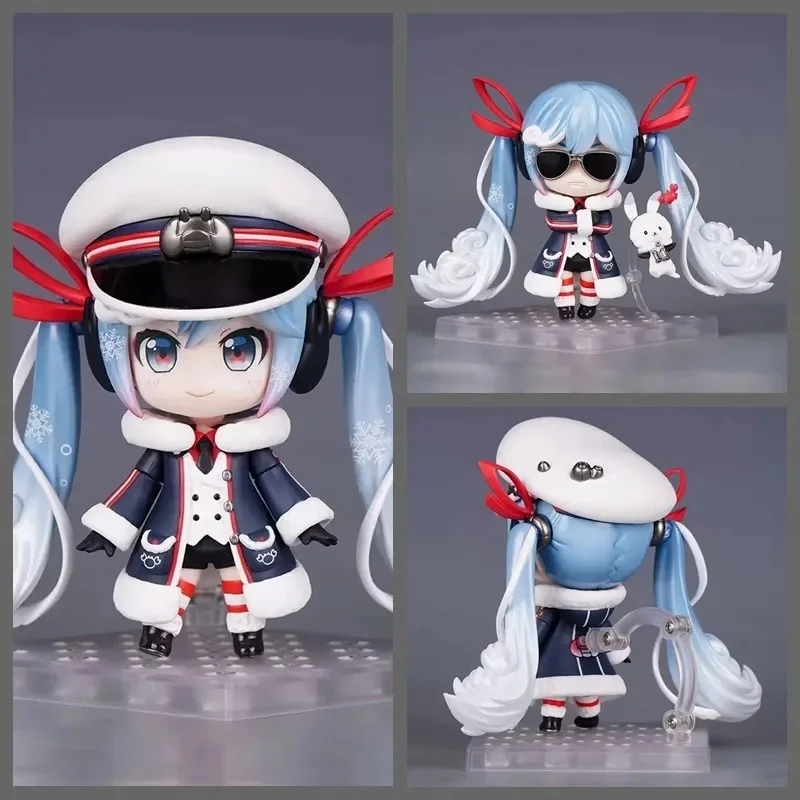 10cm-q版初音ミク-1800-スノーミク-アクションフィギュア-交換可能な顔付き-可愛いアニメドール-デスク飾り-コレクションモデル-おもちゃ-ギフト