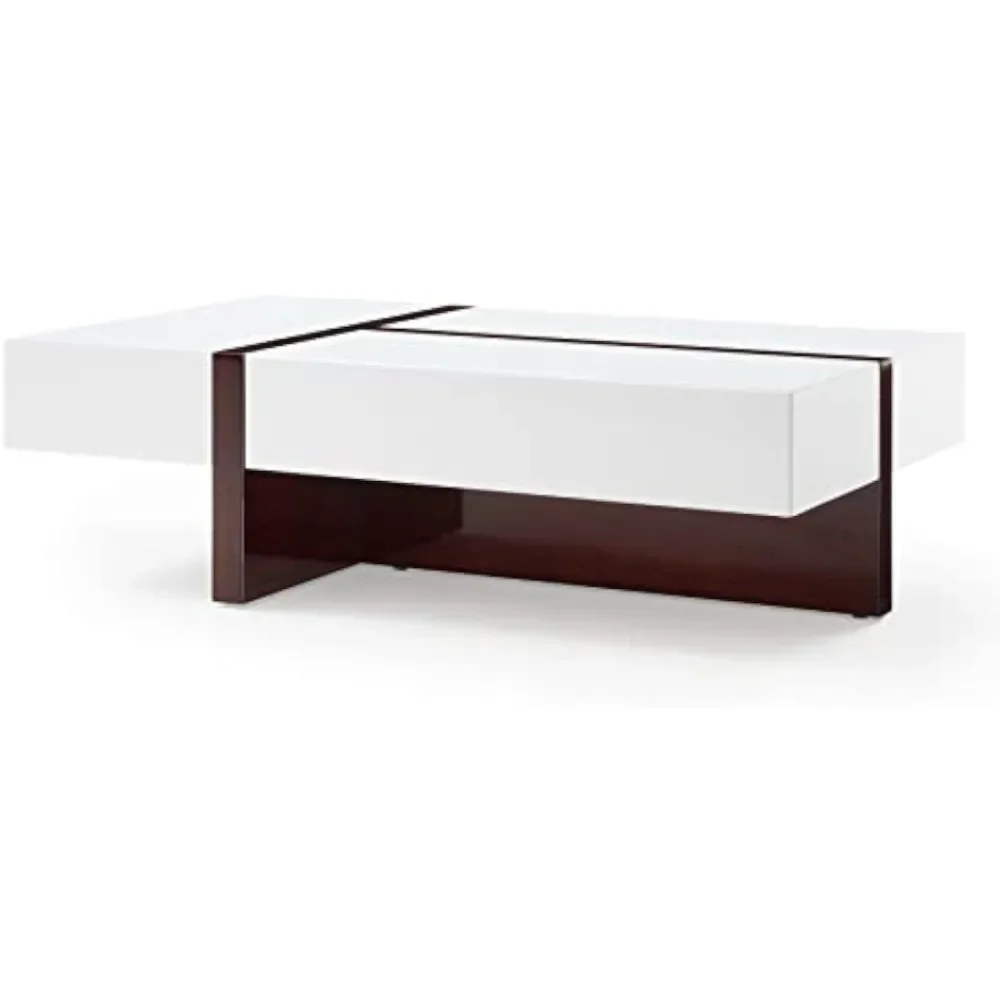 Furniture Mcintosh Rectangle Coffee Table with Storage Drawers， for Living room, Bedroom - White and Ebony