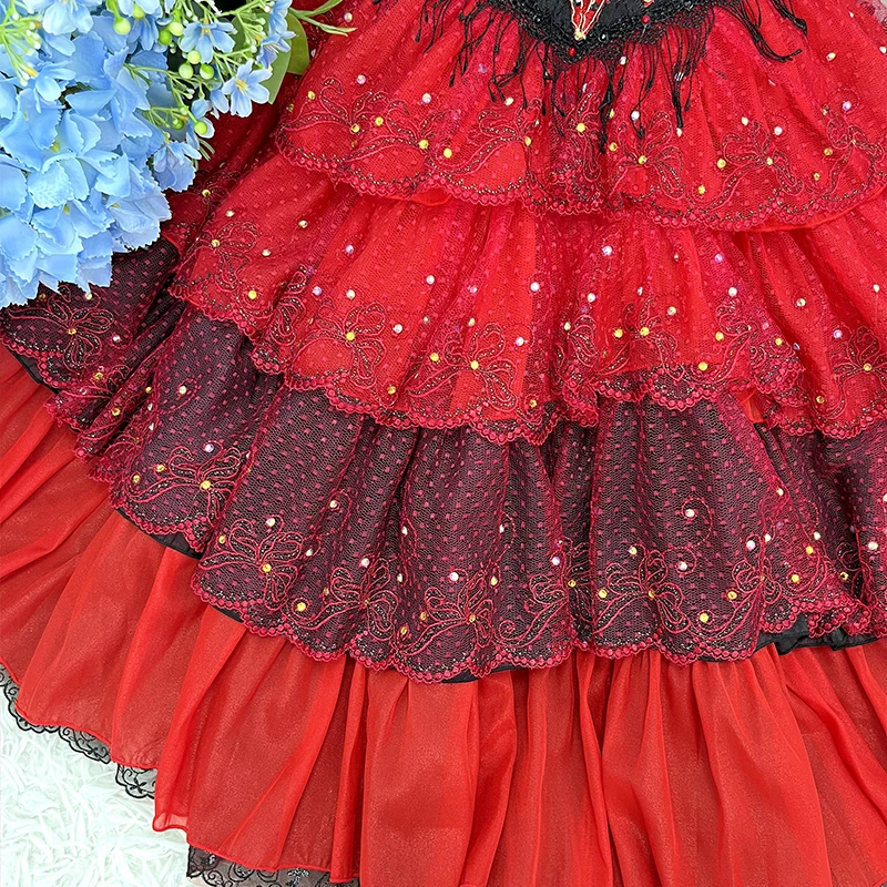 Tutu de Ballet professionnel Kitri Don Quichotte, Costume de ballerine espagnole sur mesure pour spectacles superbes, Tutu romantique