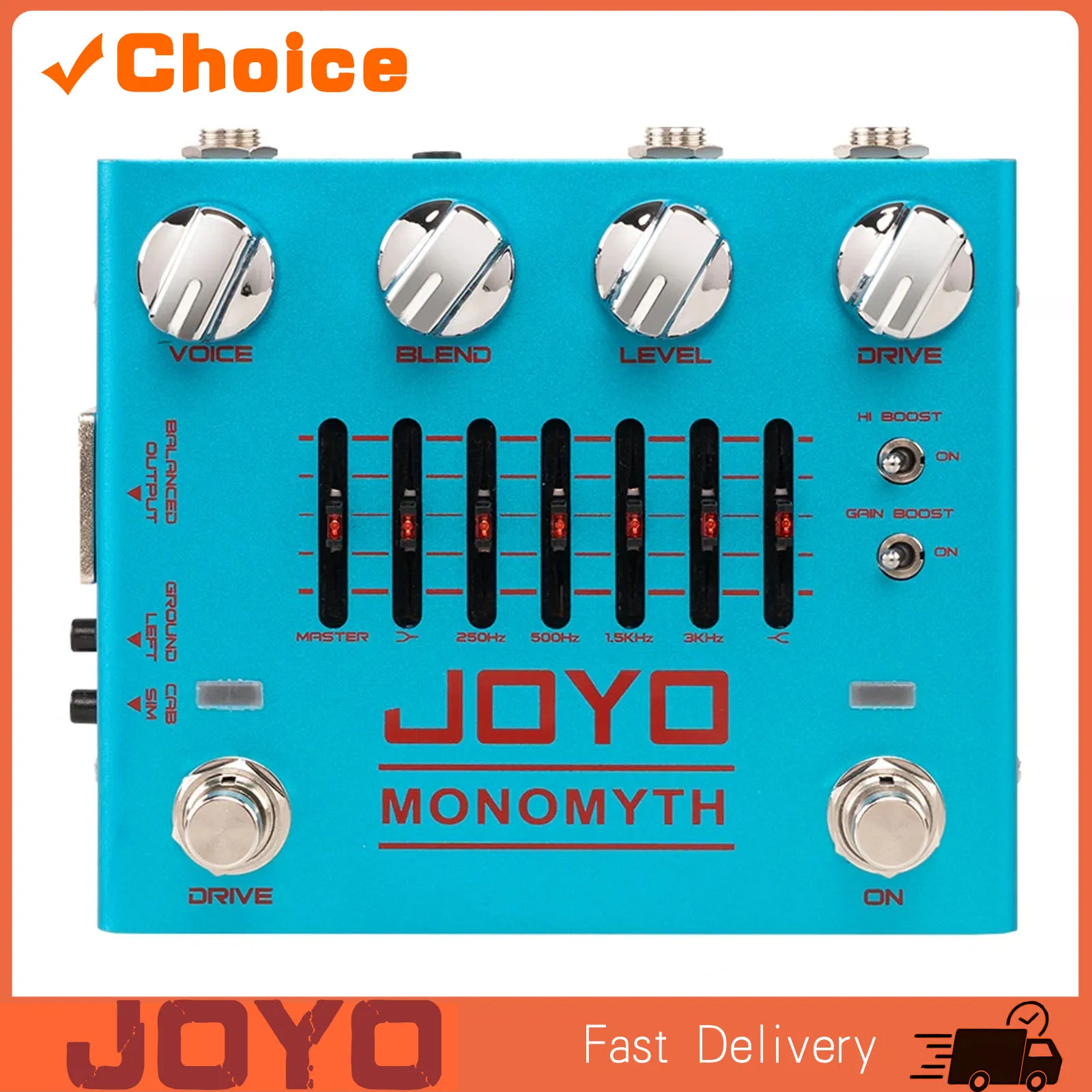 Pedal de efectos para bajo R-26 MONOMYTH, preamplificador con ecualizador gráfico de 6 bandas, simulación de gabinete, tono de bajo, preamplificador analógico.
