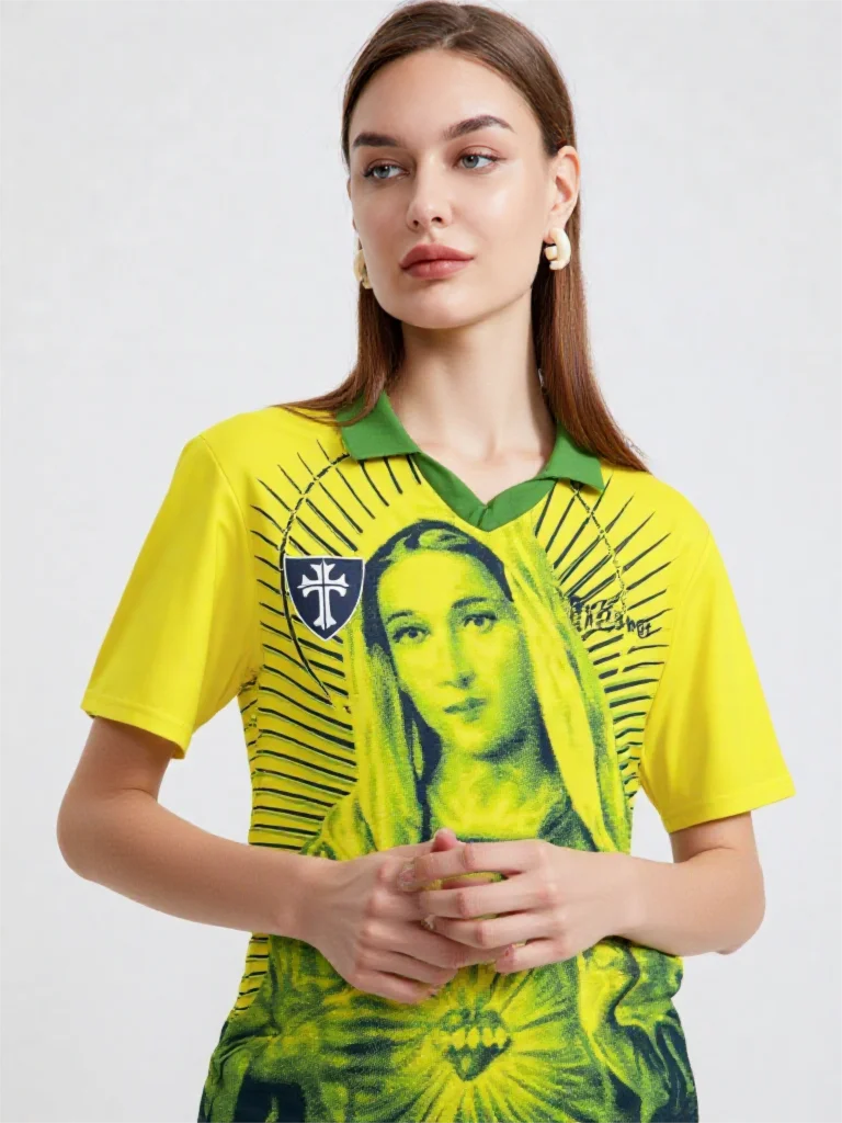 

Vintage Street Fashion Brazil Virgin Mary Mother of god Special 3D print Shirt Men Women Sport Running football soccer Jersey