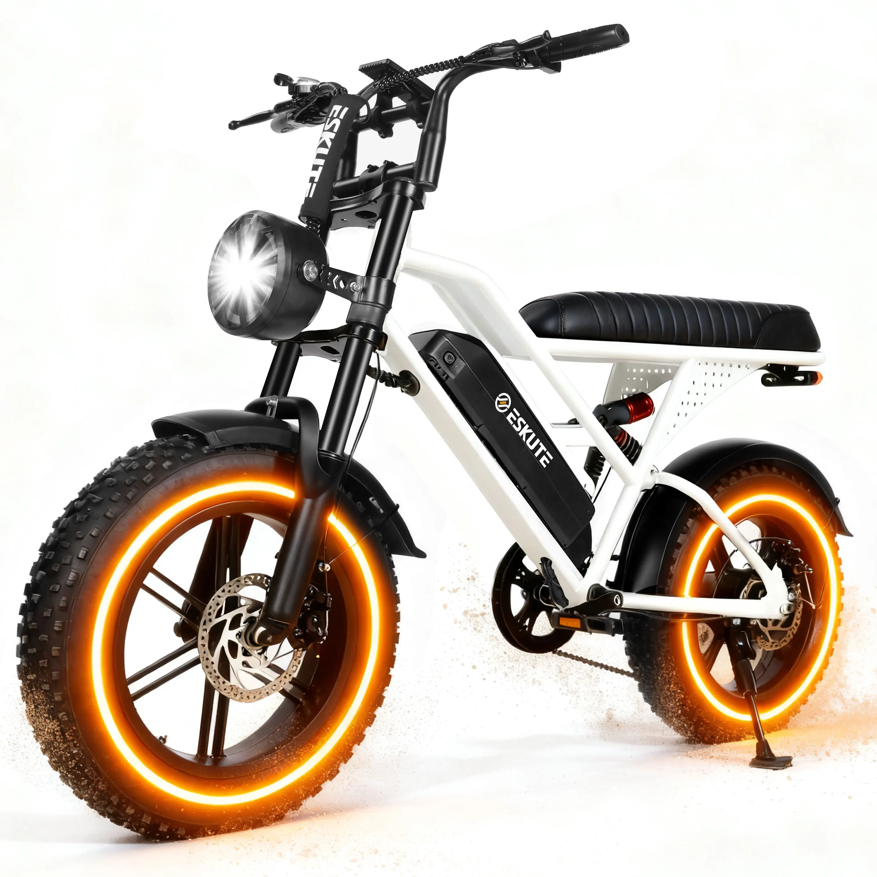 Eskute V100 Electric Dirt Bike, 1500W Peak 20MPH+ 48V13Ah Battery Motorcycle, All Terrain Dual Suspension E Bike , Ebike Up to 60 Miles Range, 16"x4" Fat Tire,  7-Speed，UL2849 image 2