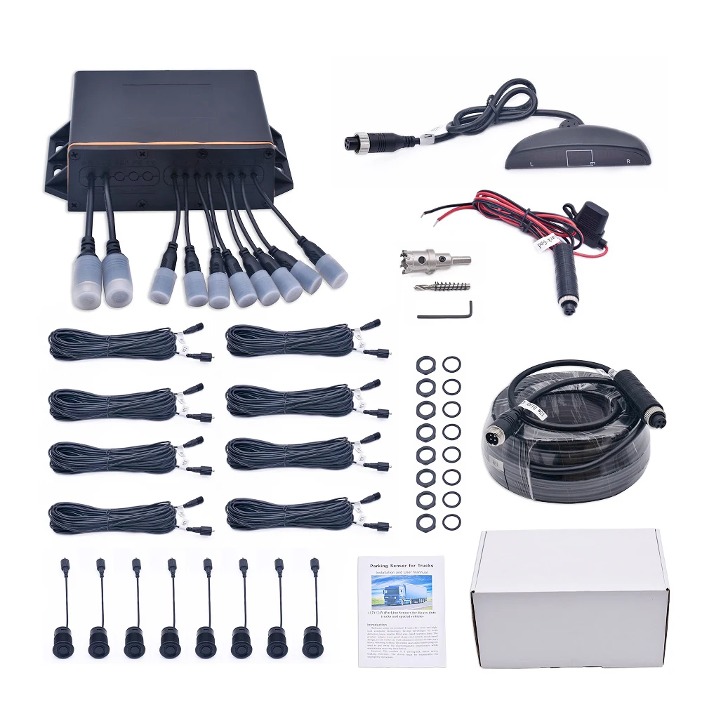 Sensore di parcheggio per auto Parktronic automatico per auto con 8 sensori Display retroilluminato del sistema di rilevamento radar di parcheggio di backup inverso