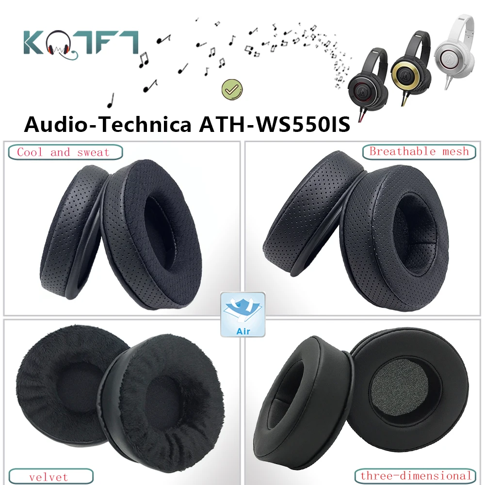 

KQTFT Protein skin Velvet Replacement EarPads for Audio-Technica ATH-WS550IS Headphones Parts Earmuff Cover Cushion Cups