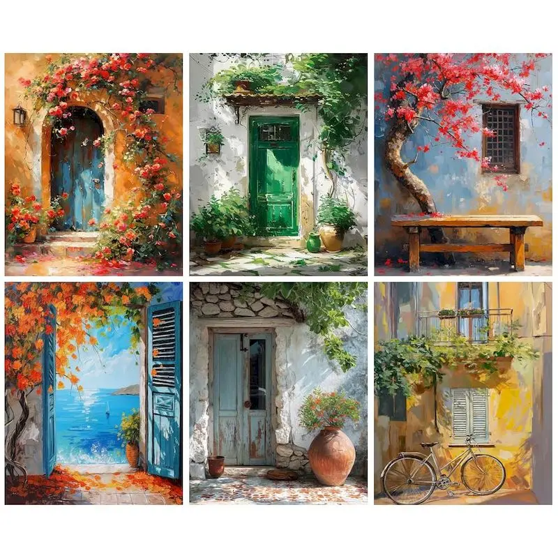 

GATYZTORY Acrylic Painting By Numbers Diy Crafts Flower House Number Painting On Canvas Picture Drawing Home Decors Handmade Gif