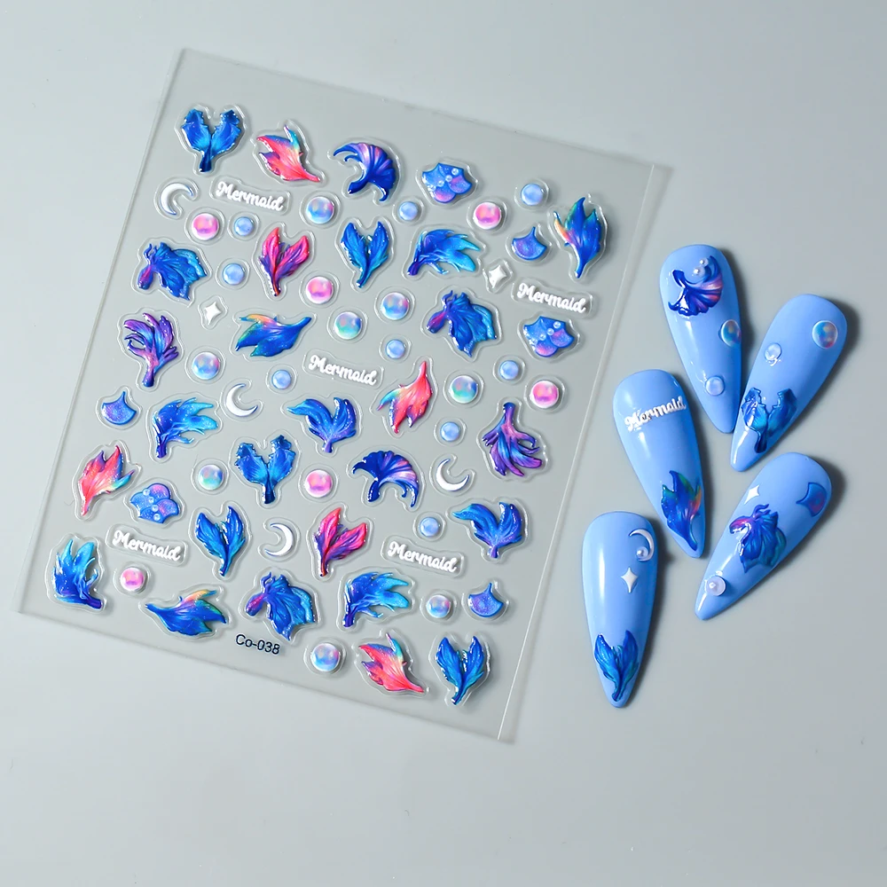 5D Jelly Design Nail Design Sticker Empaistic Mermaid Stickers Nail Decals CO-038