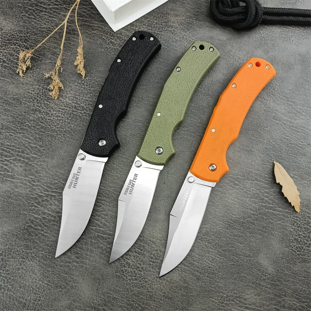 COLD DOUBLE SAFE Hunter Folding Knife 440C Blade Nylon Fiber Handles Outdoor Tactical Knife Camping EDC Multifunction Knives