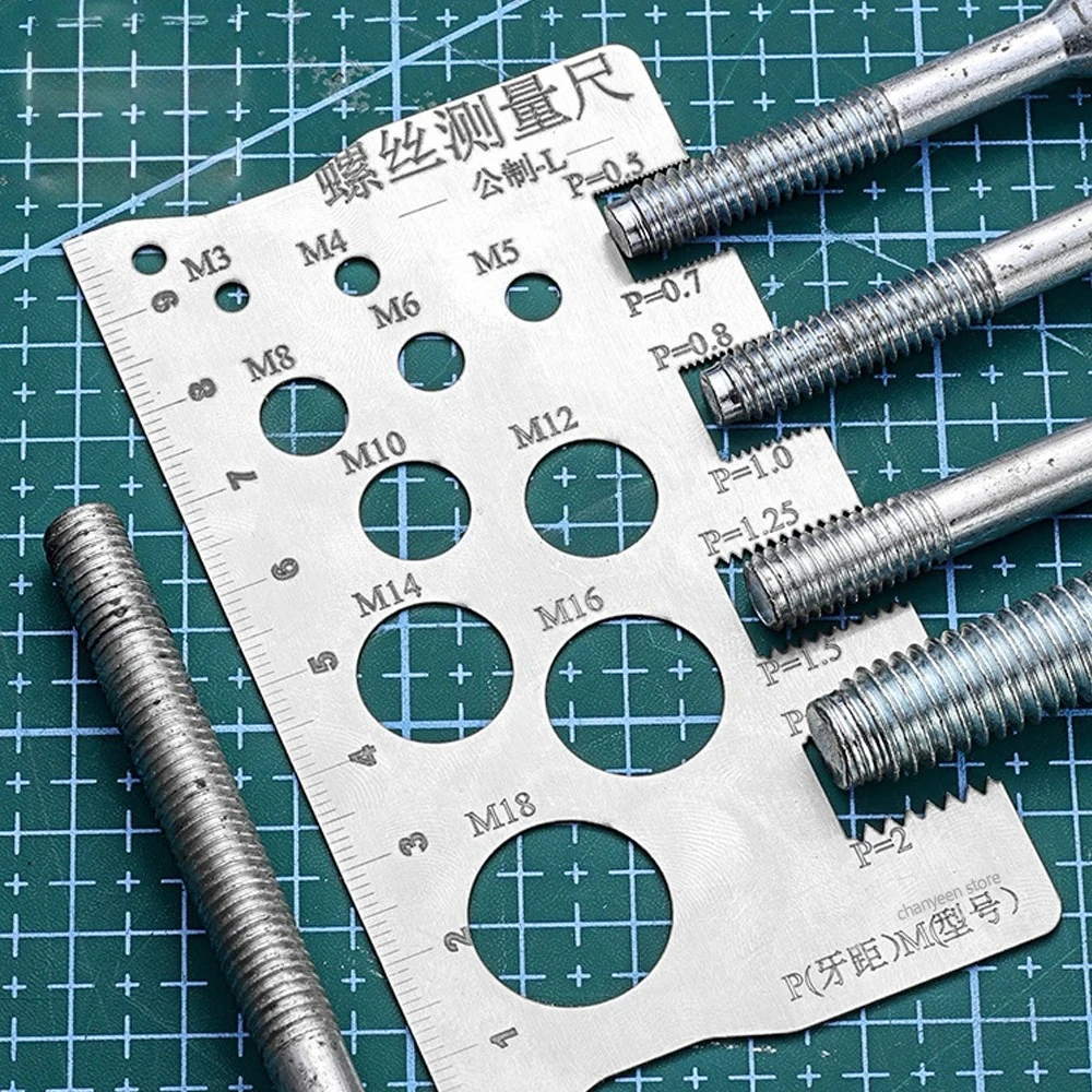 M3-M18 Vite di controllo filettatura Righello di misurazione Calibro in acciaio inossidabile metrico per la misurazione della vite Passo Bit Bullone Dado Vite