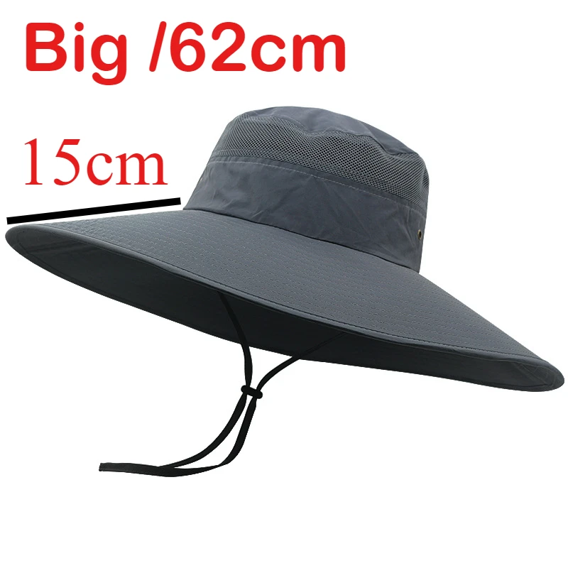 Dry Quick Oversize Bucket  Hat Cap for Men  Big Head  Outdoor Fishing Sun Hat Large Size Boonie Hat  Panama 55-59cm 60-63cm