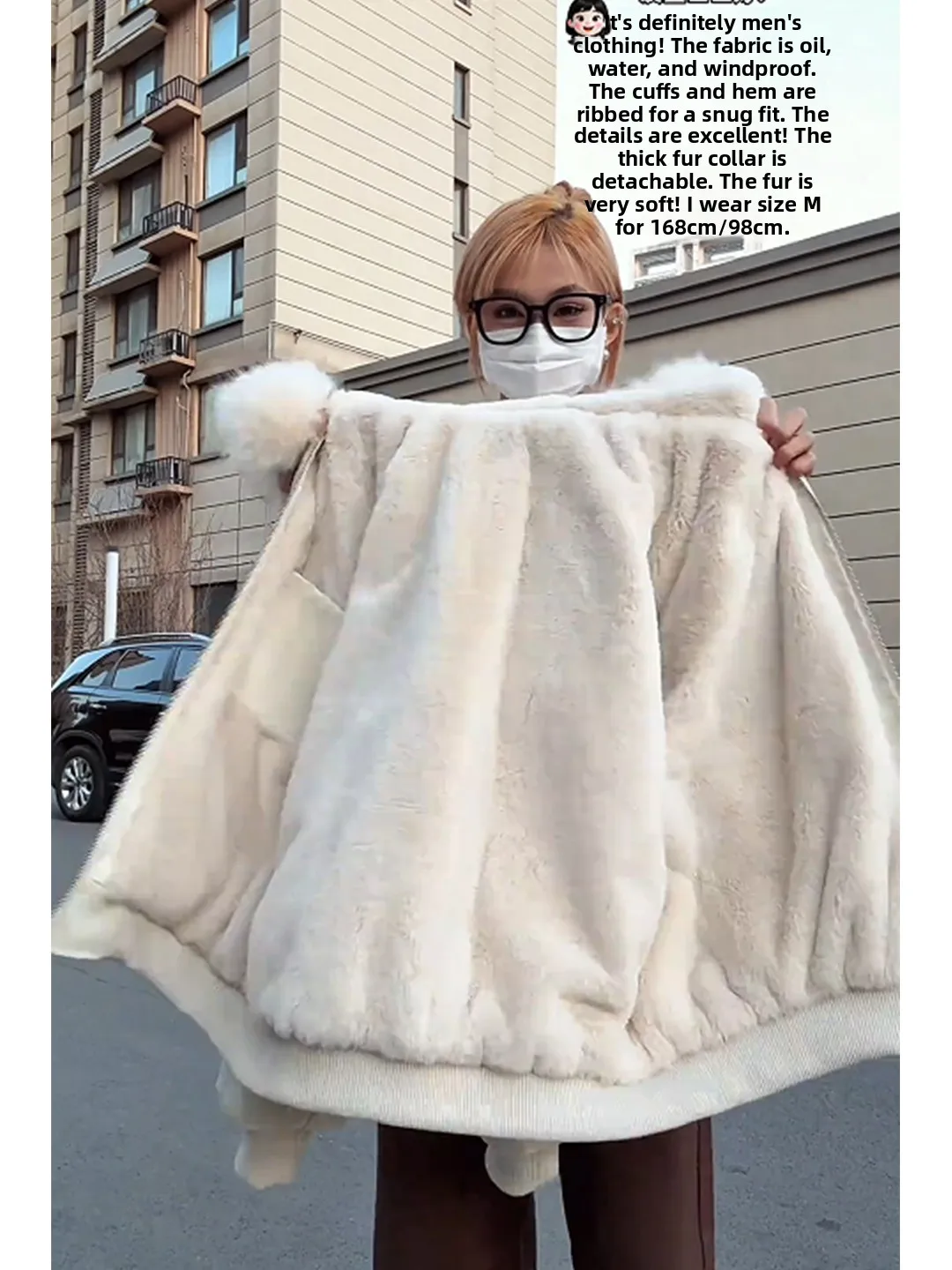 

Thiened Fce Men's Jaet ort Sle Winter Cleanfit Leather Cotton Coat Warmth Sensation ort Cotton Wear