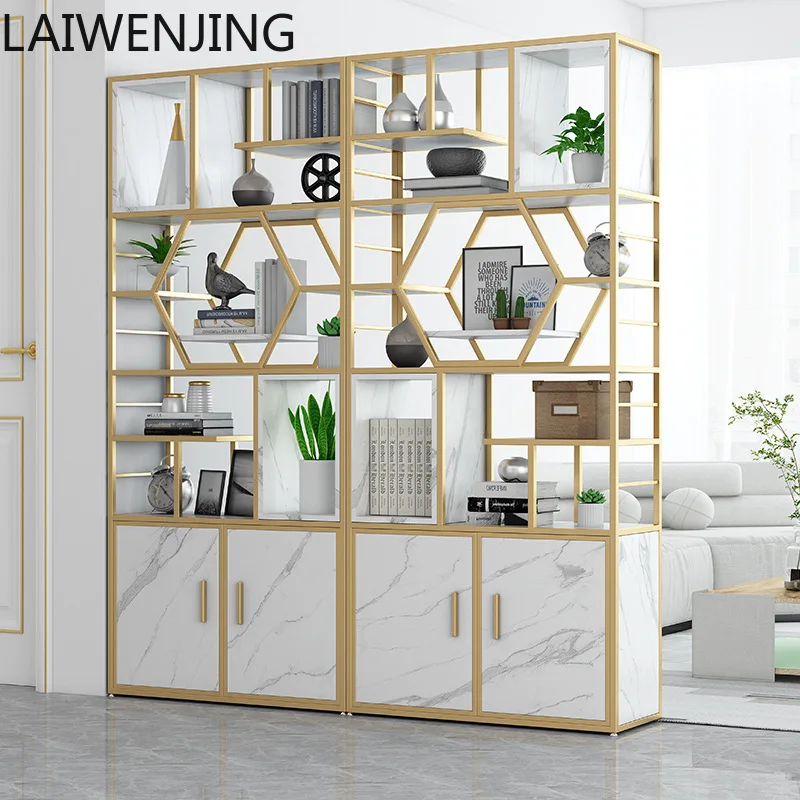 

SGF Nordic bookshelf floor storage light luxury wrought iron partition simple storage bookcase