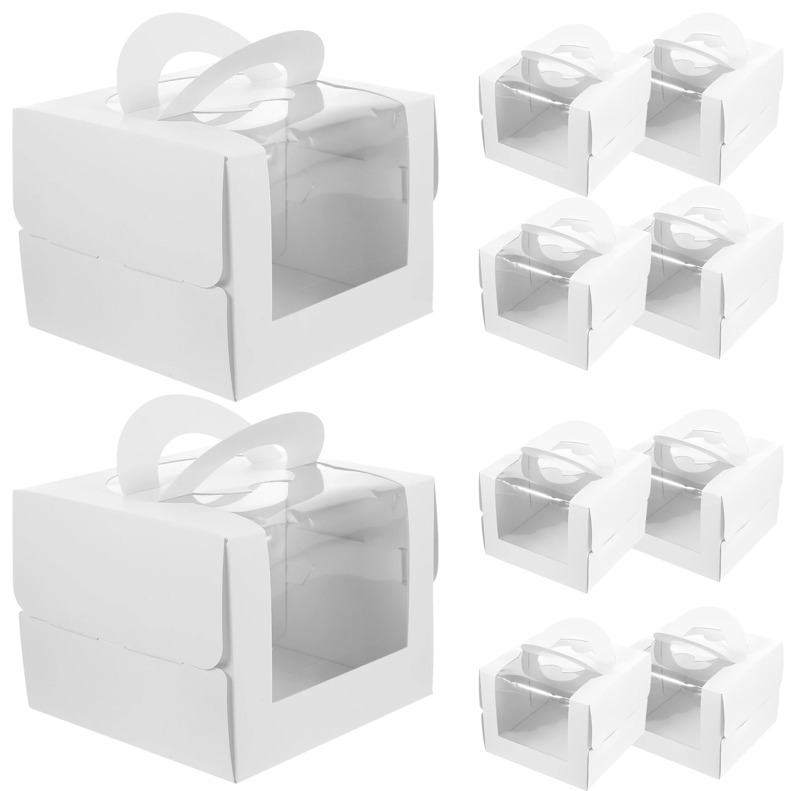 

10 Pcs Cake Boxes Portable Pastry Window Packing Single Cupcake Bakery Lid Transparent Storage Dessert Muffin Holder