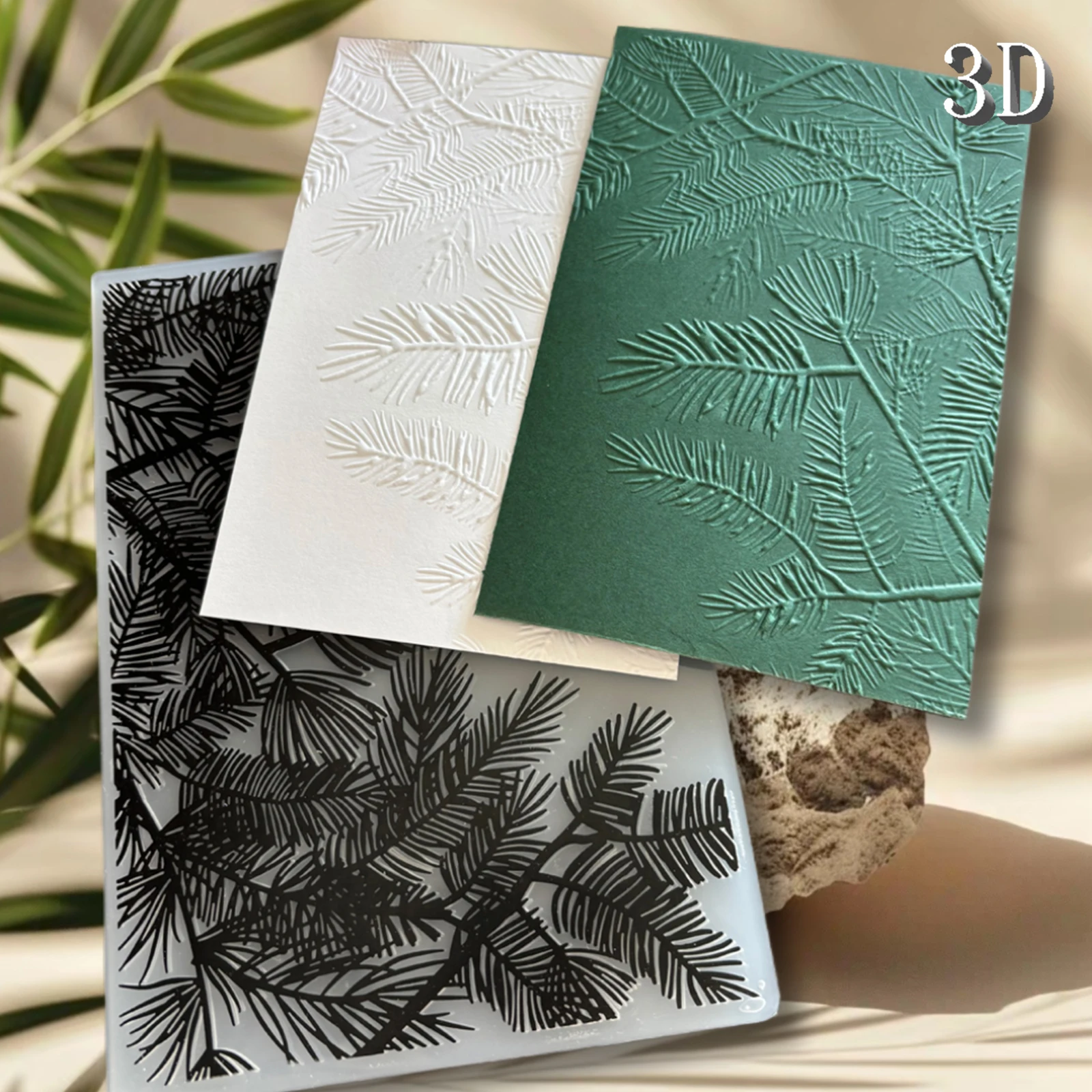 Der neueste meistverkaufte 3D-Reliefordner verfügt über ein Kiefernzweig-Textur-Thema-Design, die komplexe Texturen und Tiefen kreieren können.
